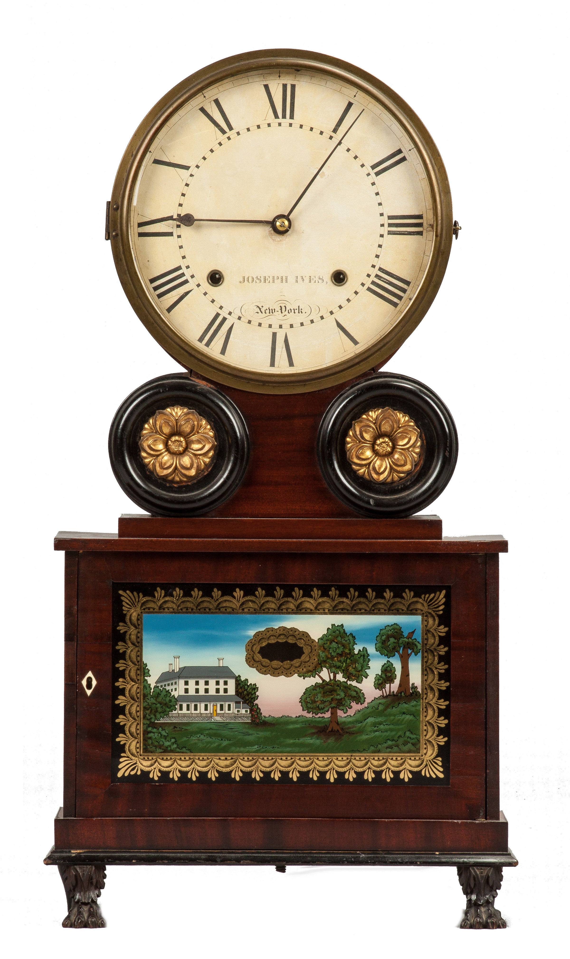 Appraisal: Joseph Ives Shelf Clock Brooklyn NY Mahogany ebonized case with