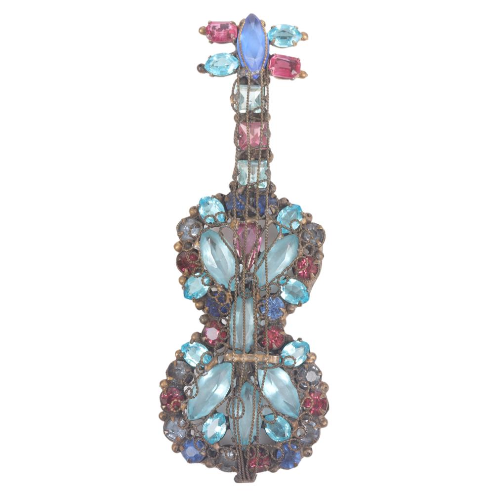 Appraisal: ORIGINALS BY ROBERT FILIGREE PINK AND AQUA CRYSTAL INTRICATE GUITAR