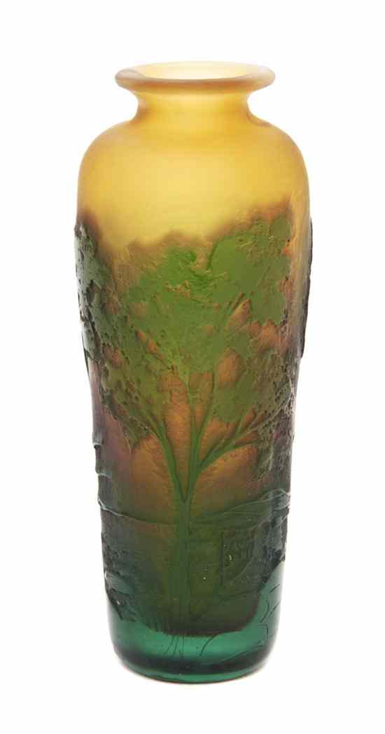 Appraisal: A Daum Cameo Glass Vase of tapering cylindrical form with