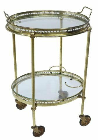 Appraisal: French gilt metal tray-top service bar cart mid th c