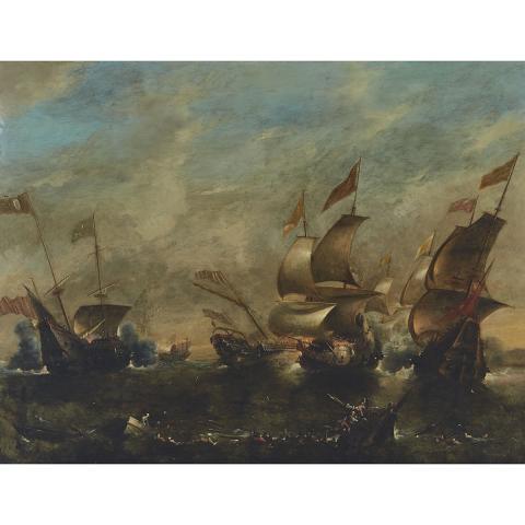 Appraisal: Attributed to Jan Porcelli - DIED CIRCA SEESCHLACHT SEA BATTLE