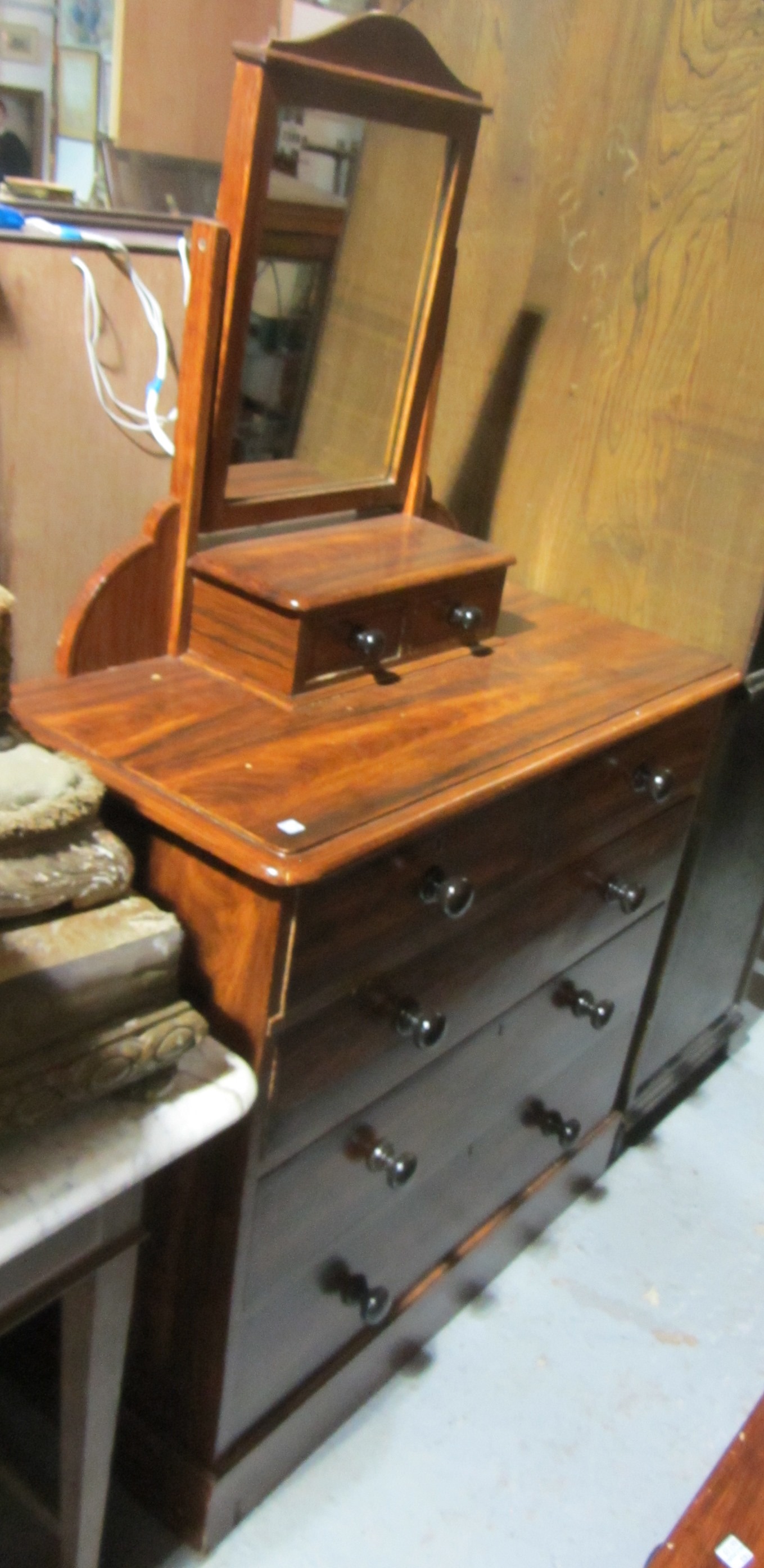 Appraisal: A th century faux walnut dressing table with mirror