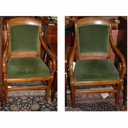 Appraisal: Pair of Regency Style Walnut Armchairs Estimate -