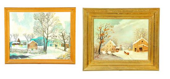 Appraisal: TWO WINTER LANDSCAPES AMERICAN LATE TH-EARLY TH CENTURY Oil on