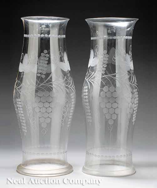 Appraisal: An Associated Pair of American Clear Blown and Etched Glass