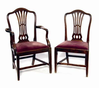 Appraisal: A set of five late George III mahogany dining chairs