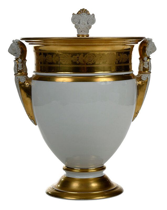 Appraisal: Large Classical Gilt Decorated Porcelain Urn British Continental th century