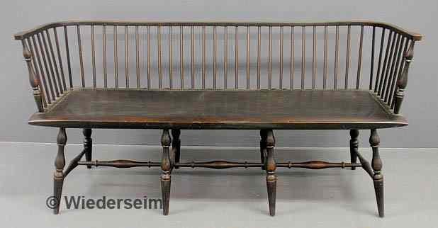 Appraisal: Windsor style settee th c with baluster turned legs all