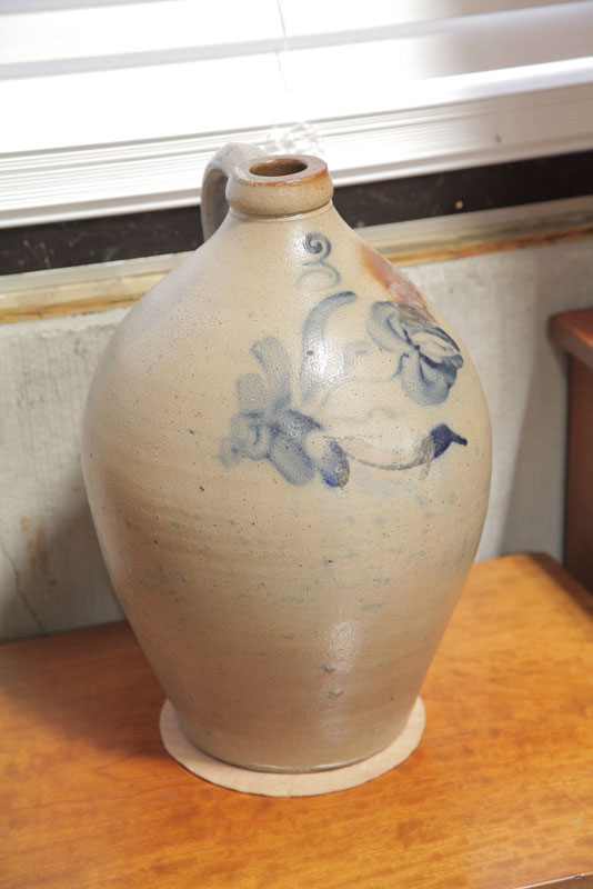 Appraisal: STONEWARE JUG American th century Ovoid three gallon jug with