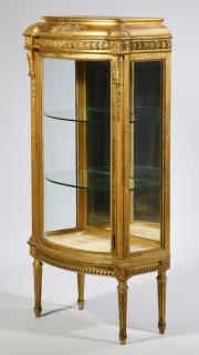 Appraisal: Louis XVI Style Giltwood Vitrine Louis XVI style giltwood vitrine