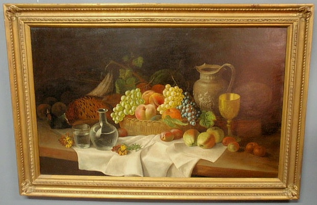 Appraisal: Russell Bella oil on canvas still life painting of fruit