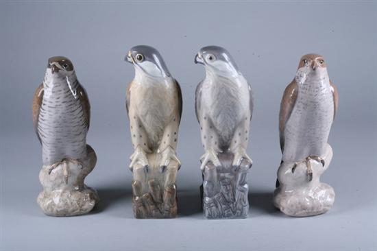 Appraisal: FOUR DANISH PORCELAIN BIRDS OF PREY Including two Bing Grondahl