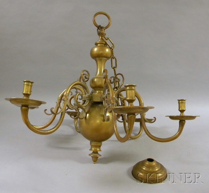 Appraisal: Baroque-style Cast Brass Six-Light Chandelier approx ht wd in