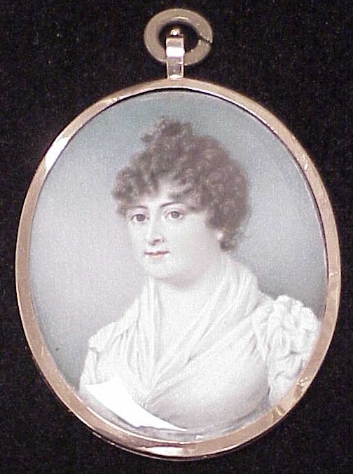 Appraisal: Portrait miniature of a woman with brown hair with upswept