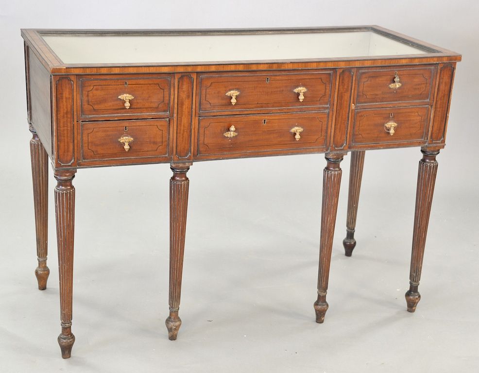 Appraisal: George IV mahogany cabinet with glass curio top and three