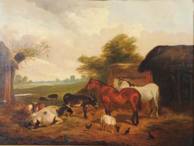 Appraisal: Circle of John Frederick Herring - Farmyard scene with horses