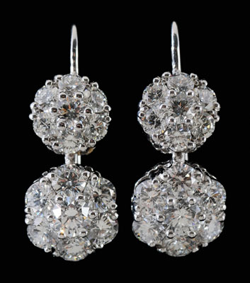 Appraisal: Pair diamond earrings circular drops set with round brilliant-cut diamonds