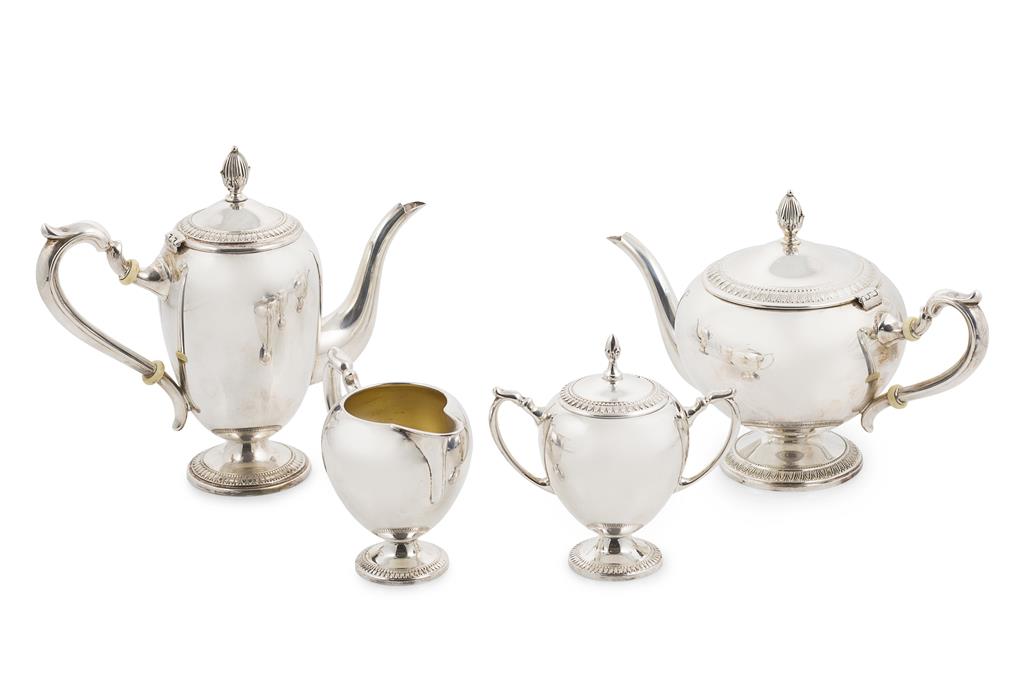 Appraisal: A four piece tea and coffee service Camusso Peru stamped