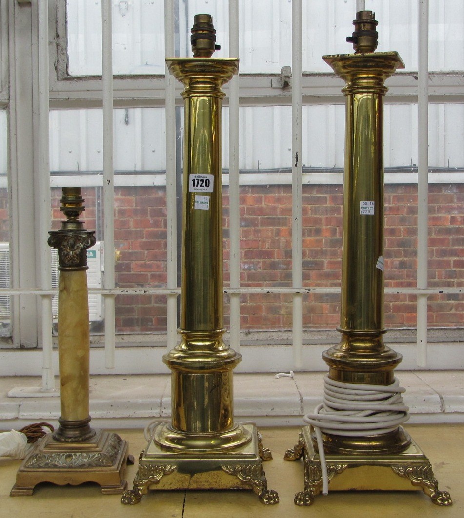 Appraisal: A pair of brass Victorian style table lamps modern of