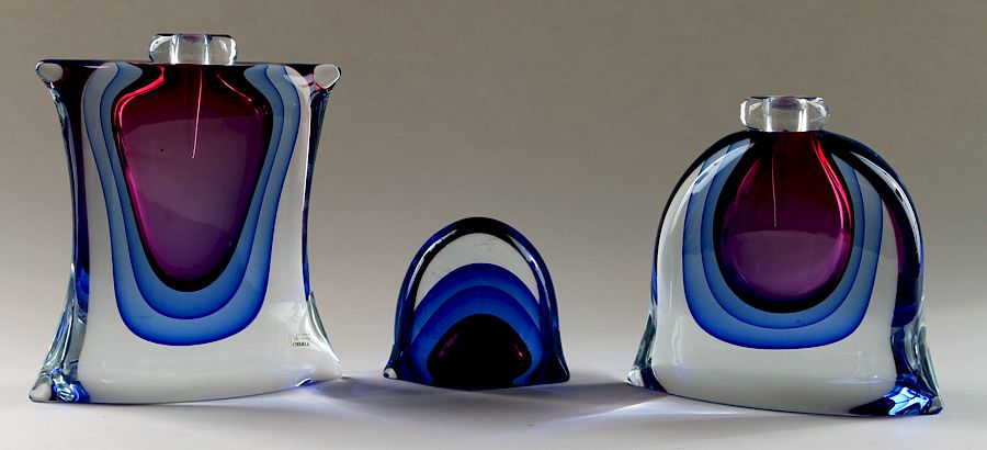 Appraisal: THREE MURANO GLASS SCULPTURES TWO SIGNED Three signed Murano glass