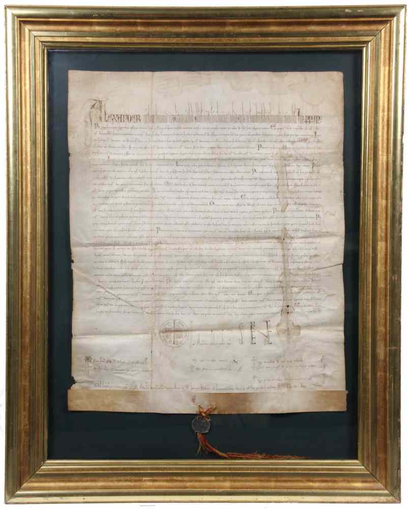 Appraisal: IMPORTANT SIGNED PAPAL BULL- dated signed by Pope Alexander IIII