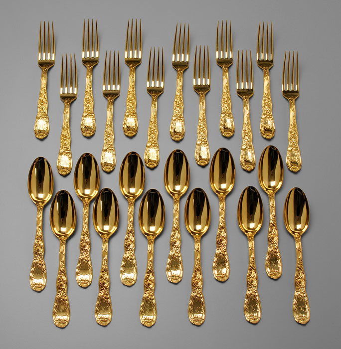 Appraisal: Tiffany Chrysanthemum Gilt Sterling Flatware American - twelve - in