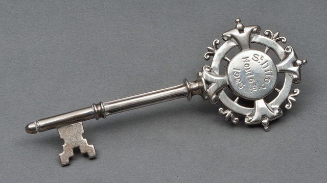 Appraisal: A SILVER 'ST HILDA' PRESENTATION KEY dated th November long