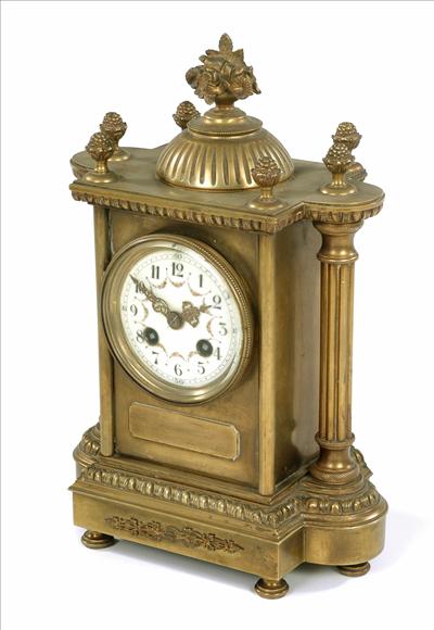 Appraisal: A French brass mantel clock Unsigned circa The eight-day gong-striking