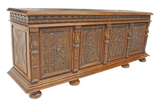 Appraisal: French Renaissance Revival walnut sideboard early th c having long