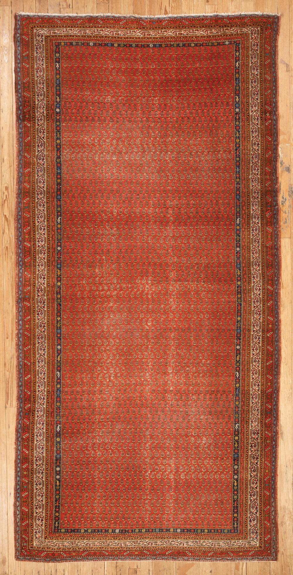 Appraisal: Antique Saraband Carpet red ground repeating designs ft x ft