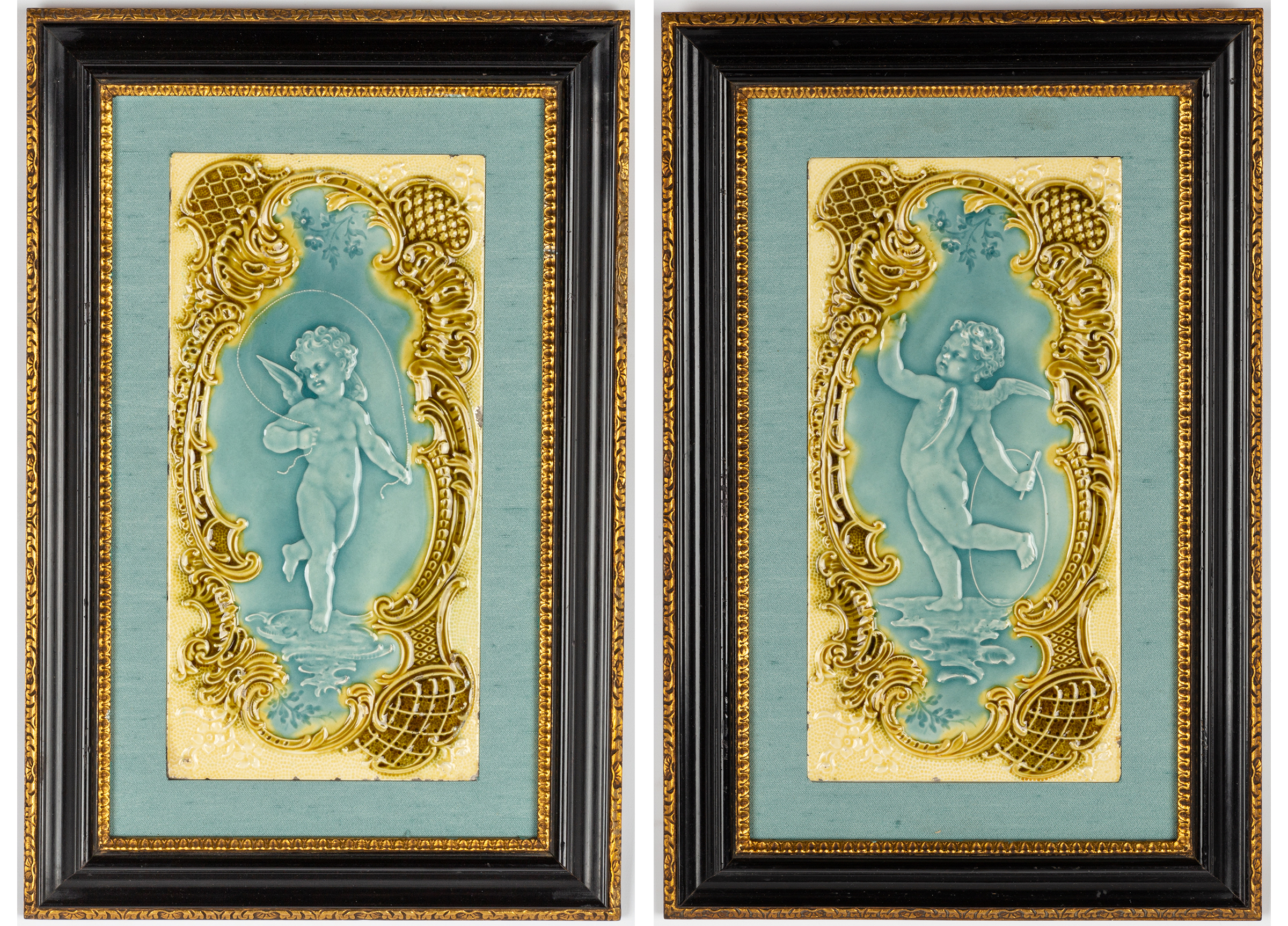 Appraisal: PAIR OF MINTON STYLE TILES Pair of Minton Style Tiles