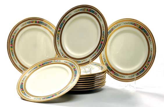 Appraisal: TIFFANY CO DINNER PLATES Set of twelve English Cauldon dinner