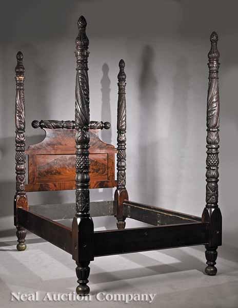 Appraisal: An American Classical Carved Mahogany Bed early th c acanthus-carved