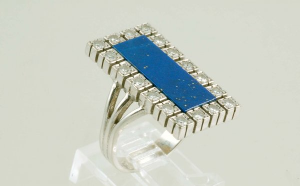 Appraisal: Lapis and diamond ring in marked K white gold One