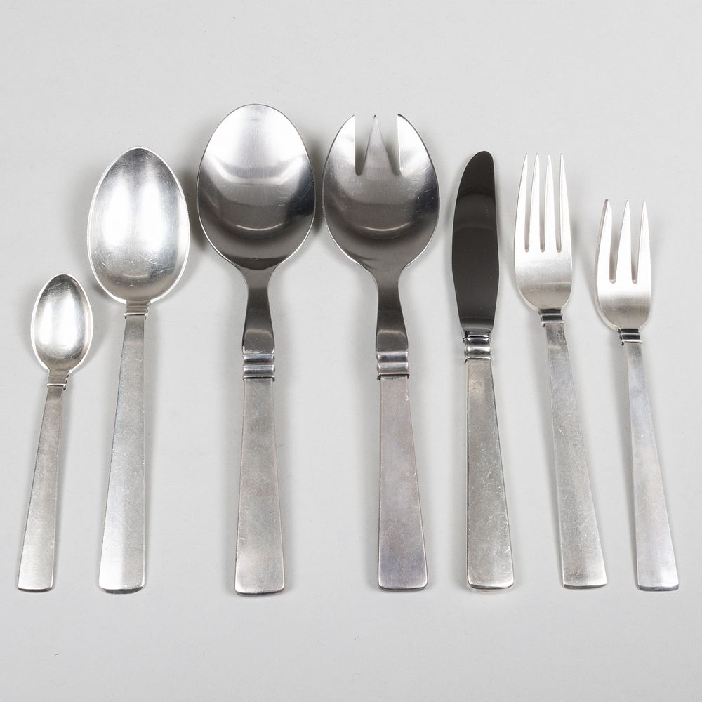 Appraisal: Danish Frantz Hingelberg Silver Part Flatware Service Marked 'Sterling' and