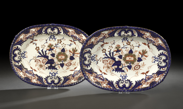 Appraisal: Good Pair of George IV Derby Porcelain Oval Grilled Meats