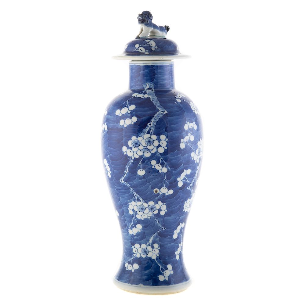 Appraisal: Chinese Export Blue White Garniture Jar mid- th century in