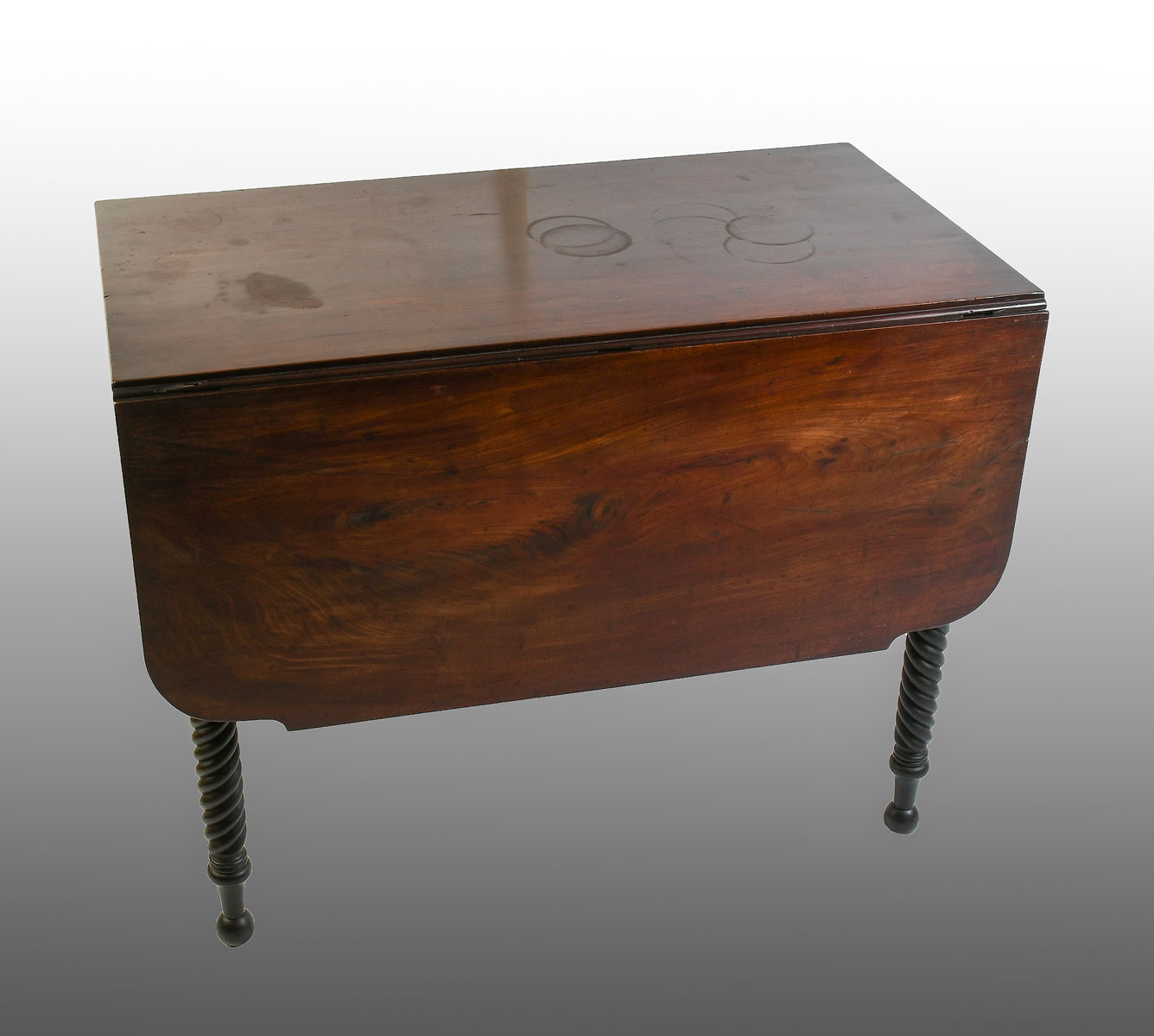 Appraisal: MAHOGANY ROPE TWIST DROP LEAF TABLE Single drawer drop leaf