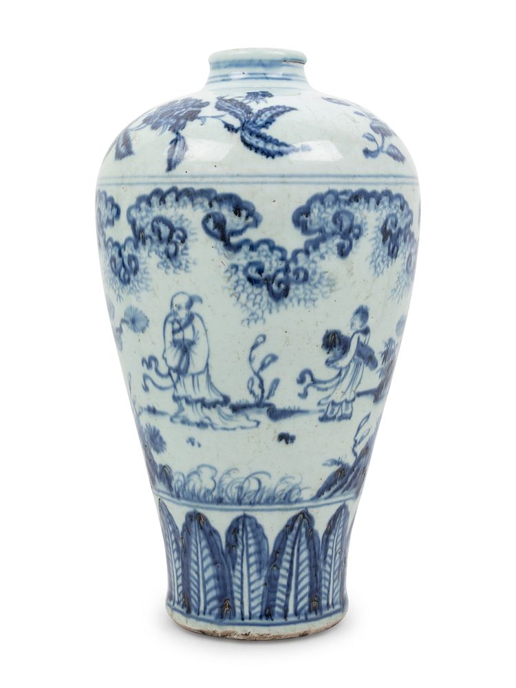 Appraisal: A Blue and White Porcelain Meiping Vase A Blue and