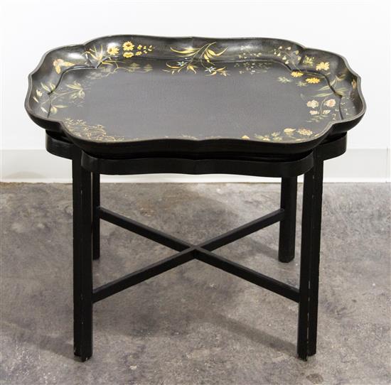 Appraisal: Sale Lot A Victorian Lacquered Wood Tray having yellow flowers