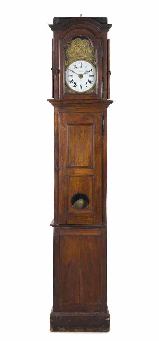 Appraisal: A French Provincial Oak Tall Case Clock Delaroue a Lyon