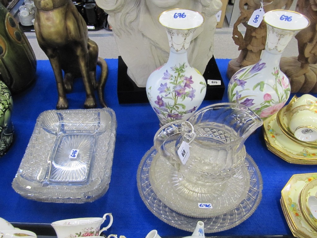 Appraisal: Antique cut glass jug set of three graduated dishes and