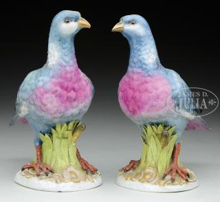 Appraisal: PAIR OF PAINTED AND WELL MODELED PORCELAIN DOVES BY CHELSEA