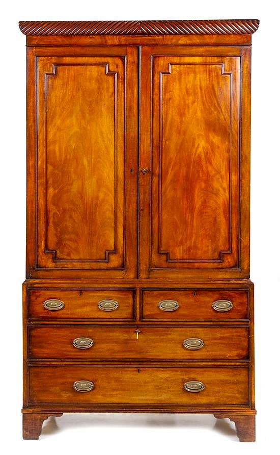 Appraisal: A George III Mahogany Linen Press Height x width x