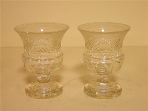 Appraisal: PAIR OF CONTINENTAL GLASS URN-FORM VASES Probably Bohemian each with