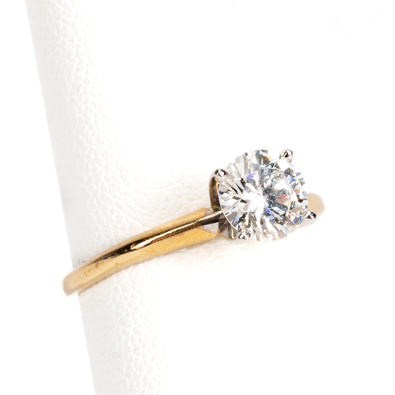 Appraisal: K WHITE YELLOW GOLD DIAMOND RING Vintage Tiffany style k