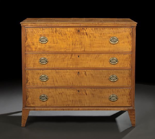 Appraisal: American Federal Figured Maple Chest ca constructed of figured veneers