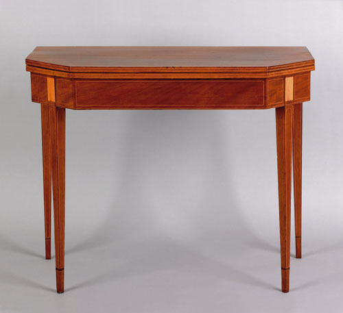 Appraisal: New York Federal mahogany card table ca the canted corner