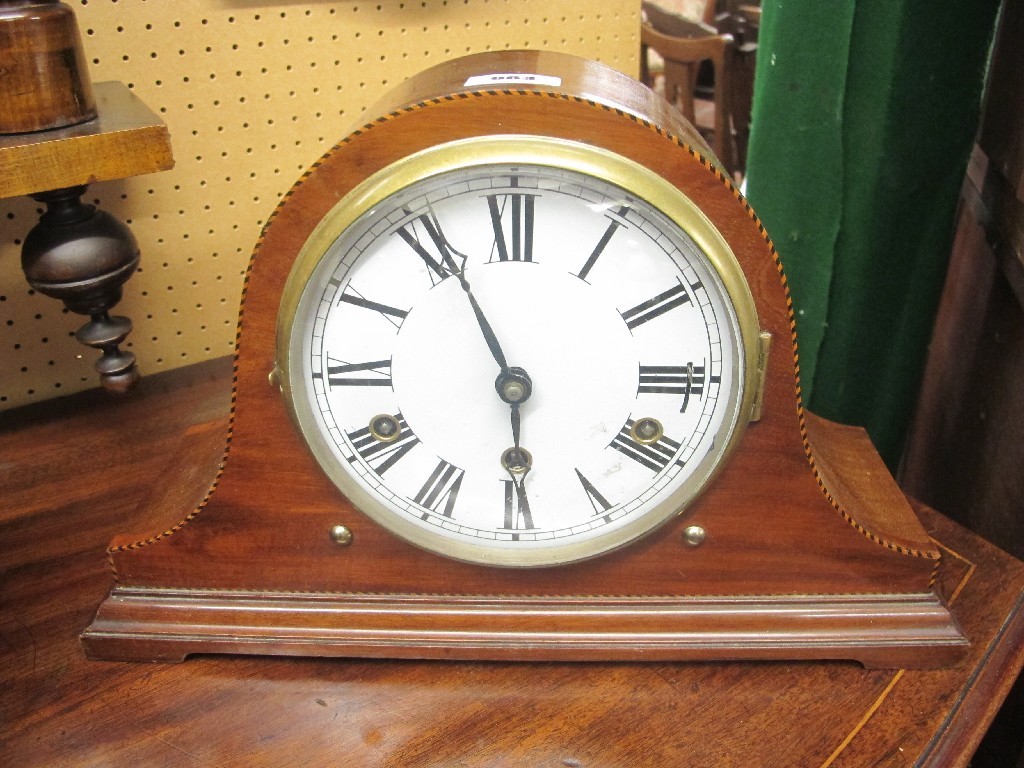 Appraisal: Mahogany inlaid mantel clock