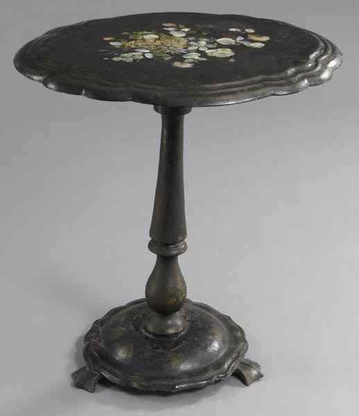 Appraisal: Victorian papier mache tilt-top tablethe top with a scalloped edge